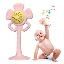 Silicone Flower Baby Teether Rattle With Suction Cup Sensory Chew Toy - Multicolor - View 11