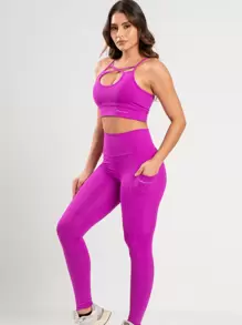 Women Sports Leggings - 紫色 - 查看 4
