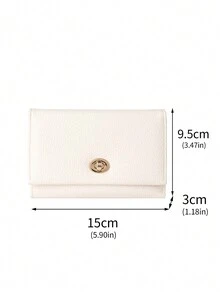 New Women's Medium-Long Wallet, Luxury Leather Wallet Card Holder With Metal Buckle Flip Cover Coin Purse Handbag