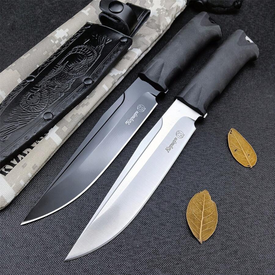 Outdoor Hunting Fixed Knife 6.46-Inch Blade Outdoor Survival EDC Tool Cowhide Sheath Camping Men's Gift - Tổng chiều dài: 28,9cm Chiều dài lưỡi dao: 16,4cm Chiều dài tay cầm: 12,5cm - Xem 1
