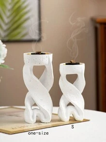 1 几何树脂香炉简约现代芳香疗法用品适合节日、家庭和办公室装饰、万圣节、幽灵、秋季、冬季、假日、节日 - 白色 - 查看 2