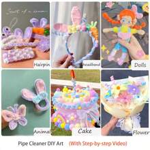 200pcs DIY Pipe Cleaners Bulk With 1 Step-By-Step Video, Thicker Chenille Stems, Pipe Cleaners For Crafts, Pipe Cleaner Crafts Art And Craft Decoration Chenille Stems Supplies, Christmas Gift