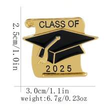1 件 2025 毕业帽金属珐琅翻领别针，学生纪念礼物，圣诞节、新年、情人节节日礼物