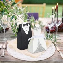 1Set/2pcs Bride And Groom Candy Boxes Wedding Favor Tuxedo Wedding Dress For Bridal Shower Decor Gifts Packaging Boxes Party Supplies,Wedding Decor,Home Decor ,Room Decor Party Favors Birthday Decorations Party Decorations Gift Bags
