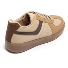 Sneakers With Metallic Silver Detail And Gum Sole - Brown - View 4