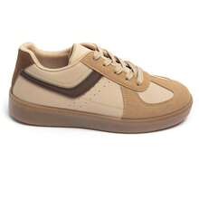 Sneakers With Metallic Silver Detail And Gum Sole - Brown - View 2