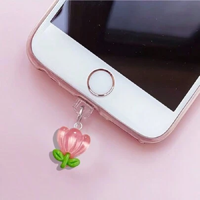 1 件/套蝴蝶和花朵设计硅胶防尘塞充电端口防尘盖兼容 Iphone/Type-C