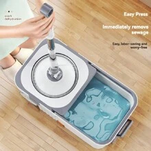 Snugspot 360° Spin Mop And Bucket Set - Drums With 4 Microfiber Mop Heads, 61" Stainless Steel Adjustable Handle, Bucket Floor Cleaning System For School And Bathroom Cleaning - trắng - Xem 4