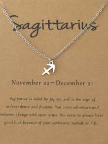 1pc Stainless Steel Zodiac Symbol Pendant Collarbone Chain Necklace