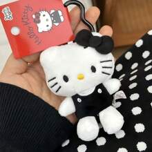 Sanrio 1pc Hello Plush Kitty Keychain With Heart Shape Clip 4" Inch Stuffed Plushie Purse Bag Charm Backpack Lucky Doll