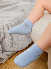 5 Pairs Candy Color Heart Print Baby Boy Ankle Socks