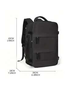 1pc Large Capacity Backpack With Shoe Compartment, Casual Backpack With Charging Port, Portable Laptop Backpack For Hiking, Trekking, Outdoor Sports, Student School Bag - Teal Blue - View 3