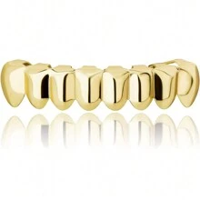 THATBOY 1 pieza/2 piezas Juego de dientes (Grillz) chapado en oro de 18K con acabado brillante, estilo Hip Hop y Cyberpunk, para despedida de soltera