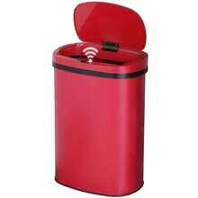 13 Gallon Trash Can Kitchen, Automatic Garbage Can Cleaning Waterproof Touchless Motion Sensor, Stainless Steel Trash Can With Lid Anti-Fingerprint Mute Designed, Waste Bin 50L, For Office Bedroom Living Room Trash Can - 紅色 - 查看 1