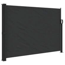 Retractable Side Awning Outdoor Screen Black 140x600 Cm Weather Resistant Garden Shade Solution - Black - View 2