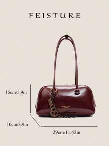 1 pieza Bolsa de bolos de mujer de piel artificial de color burdeos FEISTURE, bolso de hombro y axila de moda