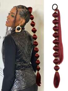 1pc Black Brown Khaki Gold Burgundy Long Bubble Ponytail Extension For Women 28Inch 34Inch Ponytail Extension Afro Puff Ponytail Extension Protective Style Black Ponytail Halloween Christmas Hair Extensions Kinky Straight Lantern Ponytail Wrap Around Ponytail With Hair Tie
