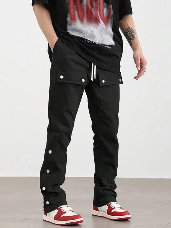 Tween Boys' Casual Drawstring Cargo Pants, Comfortable For Spring, Autumn And Summer