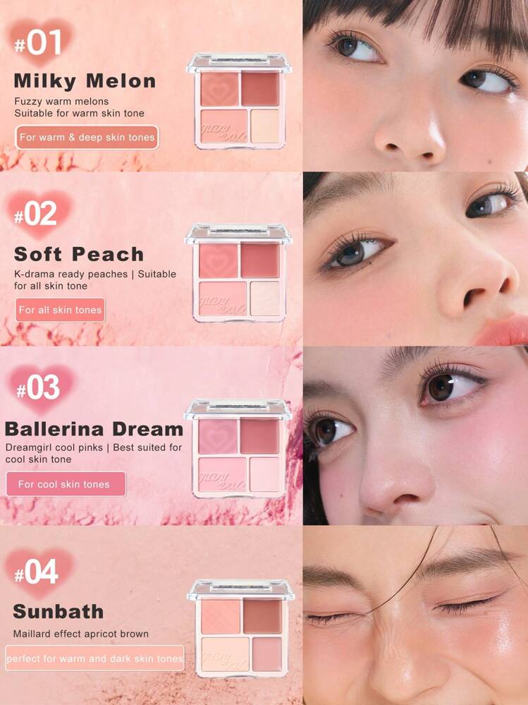 JUDYDOLL 2in1 チーク&ハイライトパレット 9g、チーク&ハイライターコンパクト、クリームチーク、マットハイライター、マルチユース、ナチュラル、デート、休日、ギフト、ニッチな製品、友人/彼女への贈り物、ウェディング必須アイテム、ウェディングゲスト、バチェロレットパーティ、ナチュラルなスクールメイク、スウィートメイク、ブラッドメイク、デートメイク に適しています - #04 - 見る 3