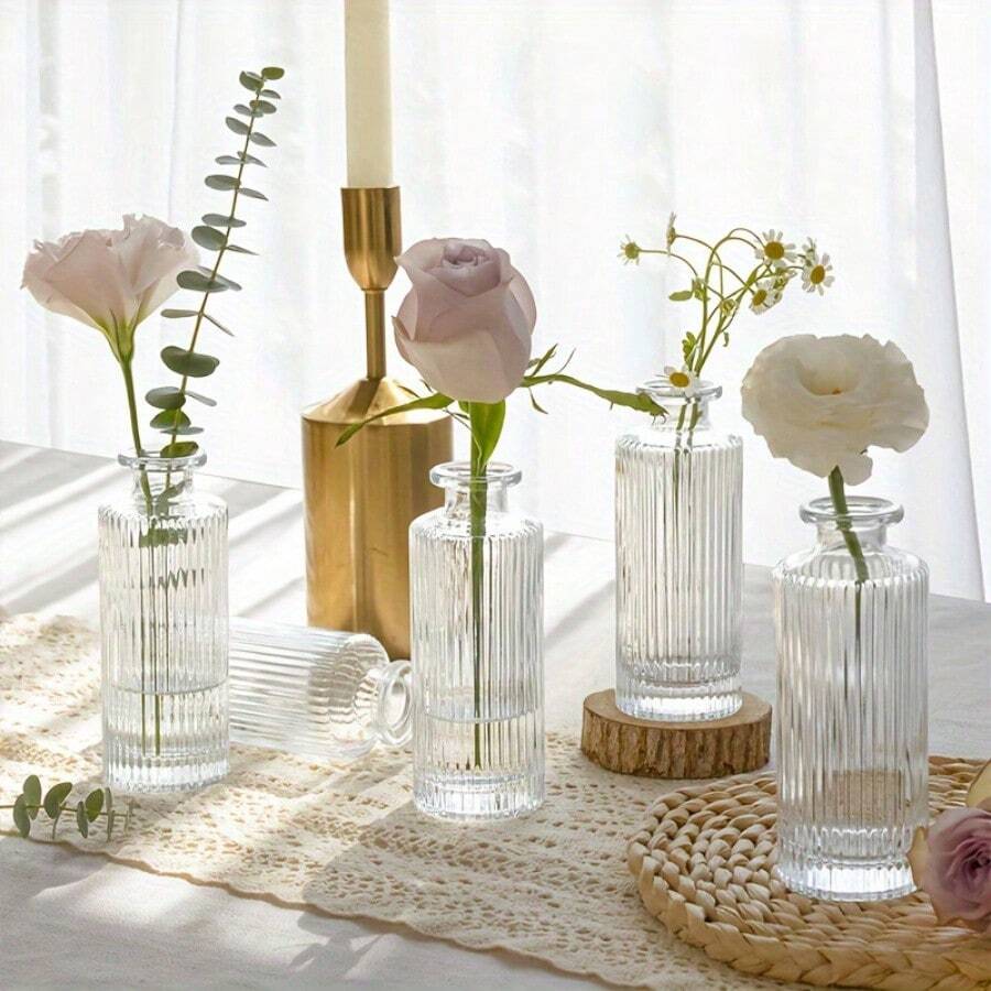 Bộ 4 lọ hoa thủy tinh Giáng sinh, đồ trang trí trung tâm cổ điển, đồ trang trí bàn chai lọ cổ điển cho đám cưới, tiệc chiêu đãi, đồ trang trí nhà cửa, quà tặng Halloween, đồ trang trí nhà cửa, quà tặng năm mới - Trong sáng - Xem 1