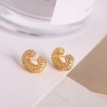 1 对方晶锆石泡泡 A-Z 26 首字母耳钉 18K 镀金女士耳环 - 字母 - 查看 15