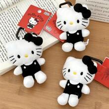 Sanrio 1pc Hello Plush Kitty Keychain With Heart Shape Clip 4" Inch Stuffed Plushie Purse Bag Charm Backpack Lucky Doll