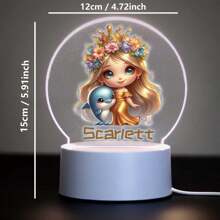 1pc Custom Personalized Table Lamp Night Light Customized Cartoon Princesses And Animals 3D Night Light Toy Acrylic Night Lights Gift For Home Room Decoration Night Light Usb Powered & Battery Operated Optical Illusion Table Lamp With Remote Control Perfect Gift Send To Girls For Valentine's Day, Easter, Christmas Unique Room Decor, Fun And Adorable Nightlight Gifts Birthday Graduation Home Decor Back To School School Supplies,Christmas Gift Supplies