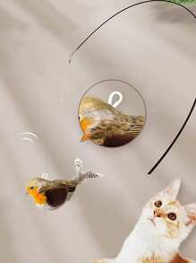 Cat Toys Simulation Chirping Bird Plush Toy, Self-Play Interactive Cat Supplies With Cat - Multicolor - View 7