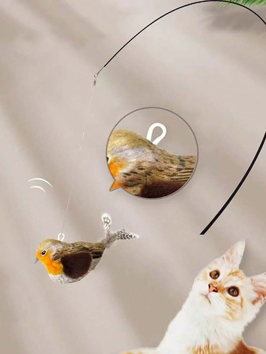 Jouets pour chats Oiseau sifflant en peluche de simulation, fournitures interactives pour chat