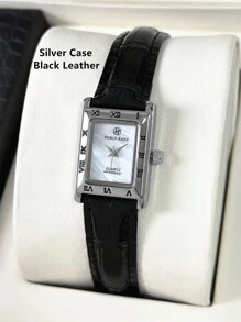 Pablo Raez 1pc Silver Gorgeous Watch Vintage Women Dress Watch Stainless Steel IPS Plated Rectangle Square Case Elegant Top Brand New Design Dress Quartz Retro Watch For Lady Fahionable
