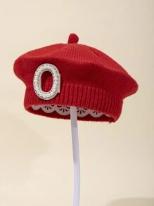1 boina roja para bebé, gorro de punto con letra para bebé recién nacido, gorro de punto con letra, apto para bebés durante todo el año - 0-6M - Ver 20