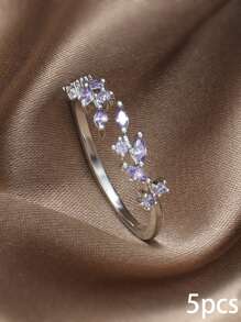 Anillo decorativo de circonita cúbica - Plateado - Ver 17