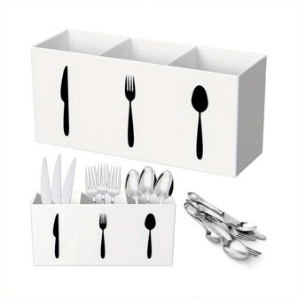 1pc Multifunctional Kitchen Organizer - Compact Plastic Cutlery Holder, Suitable For Spoons, Knives And Forks | Ideal Choice For Home And Restaurant Use