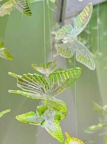 11pcs/Set 4cm/1.5in Green Crystal Butterfly Decorations With 30m Transparent Hanging Line Accessories, For Holiday Party, Bedroom, Living Room, Corridor, Background, Hotel, Wedding Decoration - Multicolor - View 5
