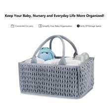 Bolsa organizadora de pañales para bebé, cesta de almacenamiento de ropa de gran capacidad con compartimentos, bolso portátil - Multicolor - Ver 3