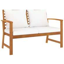 VidaXL Garden Bench 120 Cm With Cream Cushion Solid Acacia Wood