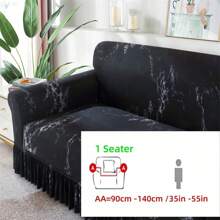 Christmas [US Local Warehouse] 1pc High-End Elegant Minimalist Marble Texture Sofa Cover, Luxurious Refined Living, Fashionable Graceful, Refresh Home Decor, Protect Furniture, Stretchy Fabric & Ruffled Skirt Design, Suitable For Home, Hotel, Meeting Room, Apartment, Party, Restaurant, Cafe, All Seasons [US Local Warehouse, Fast Delivery]Home Decor Gift For New Year
