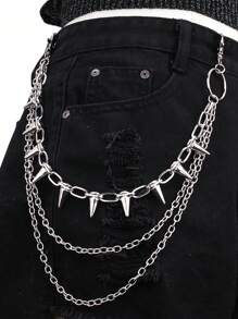 Men's And Women's Waist Accessories Hip Hop Punk Metal Rivets Stage Show Multi-Layer Waist Chain Dress Up Jeans Accessories Suitable For Teen Summer Casual Outdoor Athletic Or Vacation Travel Or Graduation Gifts Or Birthday Dress Accessories Or Daily Wear