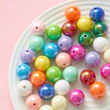 6/8/10/12/16mm Rainbow Acrylic Beads, Mixed Color Round Beads UV, Cracked Beads, Crackle Round Beads - Multiple Color Options, Round Hole Loose Beads Suitable For DIY Jewelry Making Bracelets Necklaces Or Craft Pen Decorations