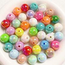 6/8/10/12/16mm Rainbow Acrylic Beads, Mixed Color Round Beads UV, Cracked Beads, Crackle Round Beads - Multiple Color Options, Round Hole Loose Beads Suitable For DIY Jewelry Making Bracelets Necklaces Or Craft Pen Decorations