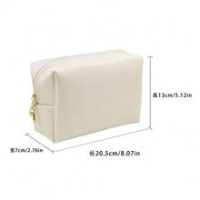 1pc Personalized Gold Foil Large Capacity Makeup Bag, Travel Cosmetic Organizer Pouch, Women's Makeup Brush Holder, Made Of Faux Leather, Soft, Comfortable And Waterproof, Can Hold Lipstick, Lotion, Facial Cleanser, Makeup Remover, Foundation, Concealer, Eyeshadow And Powder, Also Can Be Used As Travel Makeup Bag, Home Makeup Storage Organizer, A Great Valentine's Day Gift For Mother, Female Friends, Girlfriends - White - View 8