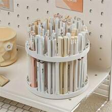 Organizador giratorio de 360° para pinceles de pintura - Estante de almacenamiento de inserción de plástico con acabado barnizado, desmontable para pinceles de arte, bolígrafos, herramientas de maquillaje - Accesorio de escritorio blanco que ahorra espacio - Multicolor - Ver 2