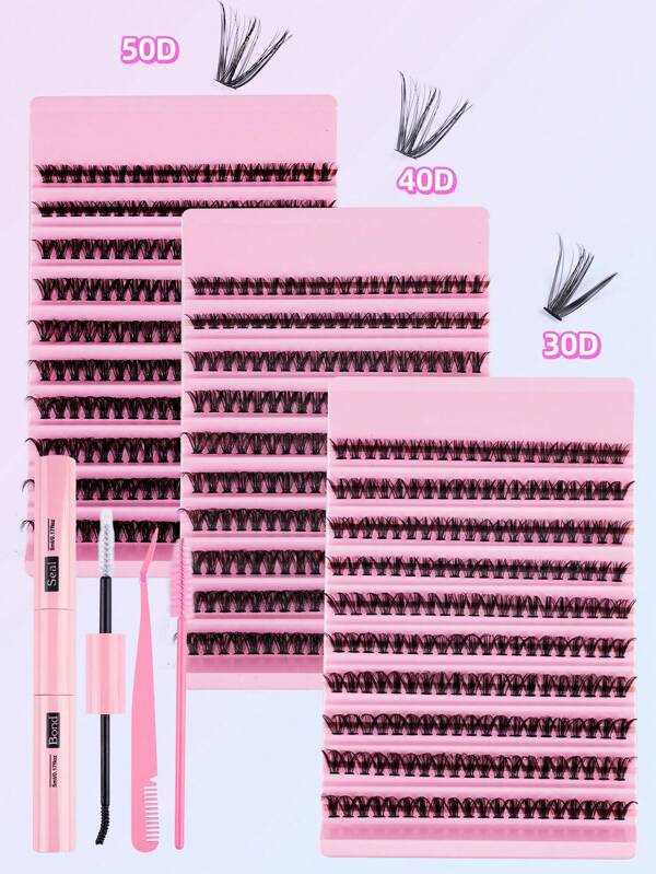 Christmas Gift New200PCS Vivid D-Curl 8-16MM Blended Mink Eyelash DIY Eyelash Extension Set Large Volume Soft Single Eyelash Create Fluffy Natural Y2k Butterfly Element Pink Extended Eye Effect Using Simple Base Card Long-Lasting DIY Eyelash Glue DIY Eyelash Tweezers