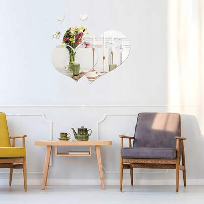 5 件/套心形镜子墙贴，3D 亚克力材质装饰镜贴花，1 毫米厚，DIY 房间装饰，适用于卧室、客厅情人节装饰、情人节镜子贴纸、镜子墙贴、贴纸、墙贴花、乙烯基贴花用于家居装饰、春季装饰品刷新您的家、拉玛装饰贴纸礼物生日毕业墙面装饰墙镜用于房间浴室装饰客厅装饰