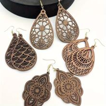 4pairs/Set Wooden Vintage Chic Earrings