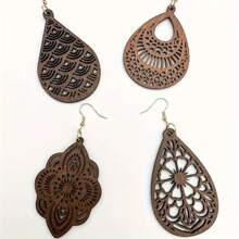 4pairs/Set Wooden Vintage Chic Earrings