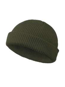 Cappello beanie di da uomo, stile hip hop di strada, in tinta unita, berretto lavorato a maglia caldo, senza visiera, adatto per l'all'aperto invernale, come passeggiare, andare in bicicletta, viaggiare e uso quotidiano