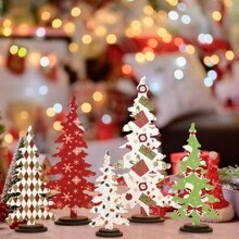 Đồ trang trí Giáng sinh - Biển báo trang trí để bàn hình cây thông Noel bằng gỗ 5PCS - Đồ trang trí trung tâm cây thông Noel độc lập theo phong cách mộc mạc, phù hợp với nhiều loại kệ trong nhà và cảnh lò sưởi, đồ trang trí ngày lễ không thể thiếu và là món quà tuyệt vời nhất cho bạn bè, Halloween, Đồ trang trí Halloween - Nhiều màu - Xem 4