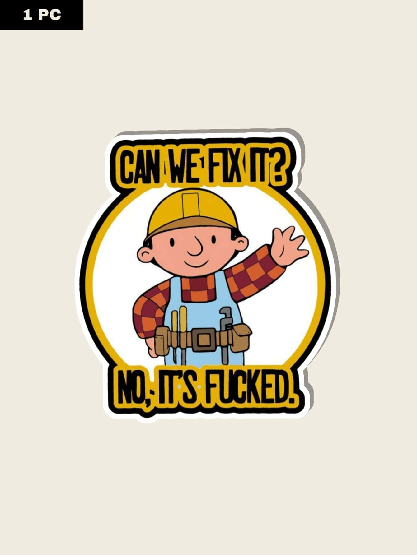 1pc Funny Vinyl Stickers For Hard Hats, Notebooks, Suitcases, Etc. - Yellow(1pc) - View 1