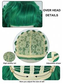 Heat-Resistant Long Wavy Green Cosplay Wig For Autumn Festival, St.Patrick's Day Wig, Carnivals & Comic Conventions - Rose Net Cap